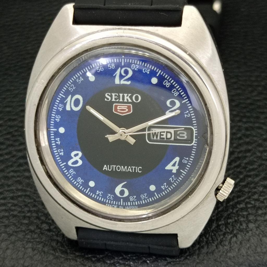 USED VINTAGE SEIKO 5 AUTOMATIC 6106C JAPAN MENS BLACK COLOR DIAL WATCH A433614-2 R118-a433614