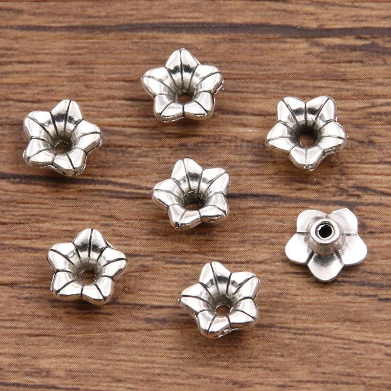 Antique Silver Flower Spacer Beads: Multi-Style, Hollow Design for DIY Bracelets & Necklaces