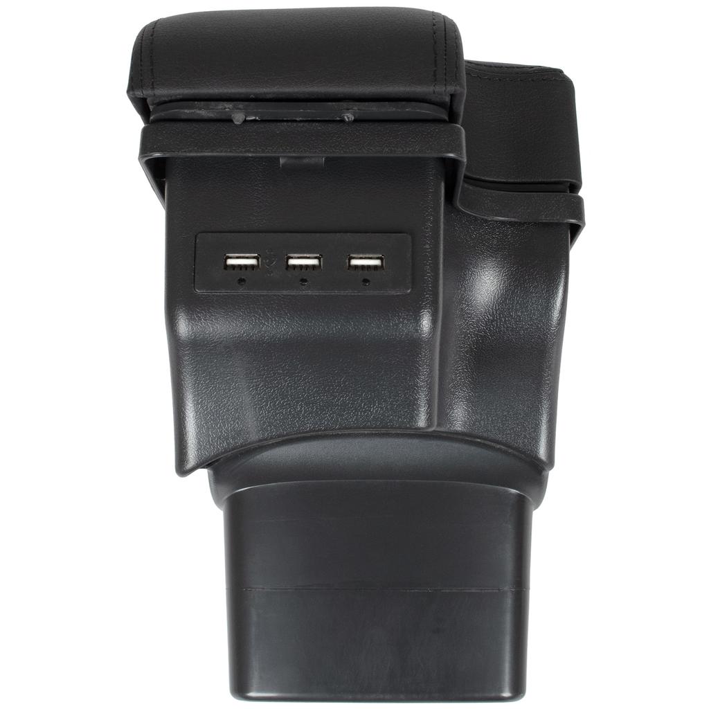 Nissan Juke 10-19 Armrest with Storage and USB Hub BLACK PU LEATHER + Mounting Kit + Cable