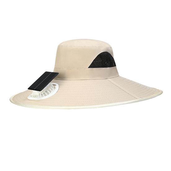 

Solar Fan Bucket Hat Adjustable Wide Brim Sun Hat with Built-in Solar Panel Cooling Fan Hiking Fishing UV Protection Hat One Size A хаки