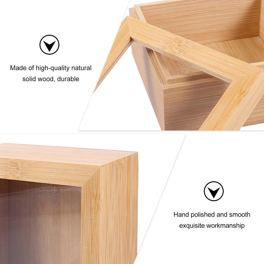 1Pcs Walnut Wooden Storage Box Large Capacity Desktop Organizer Window Design Home Sundries Storage Case for Office Cosmetics