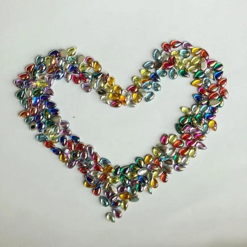 Glitter 200Pcs 4*6mm Glass Water Drop Rhinestones Flat Back Stones and Crystals For Nails Art Decorations Costume A56