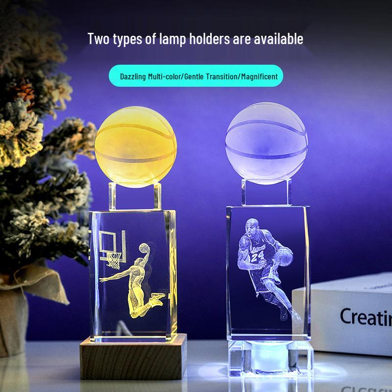 Glow-in-the-Dark Kobe Bryant NBA Figurine: Crystal Basketball Gift for Birthday