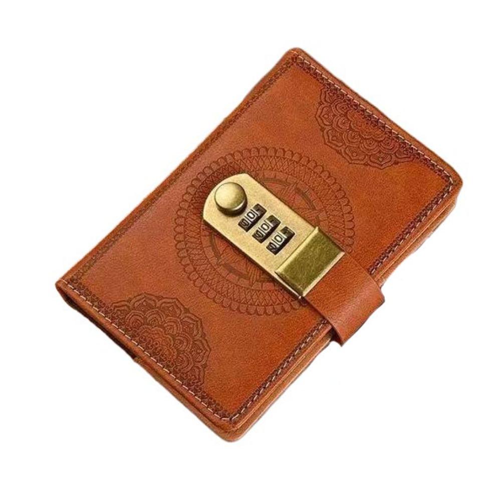 PU Cover PU Notebook with Lock Line Office Notebook A7 Notebook with Lock Leather Journal Office