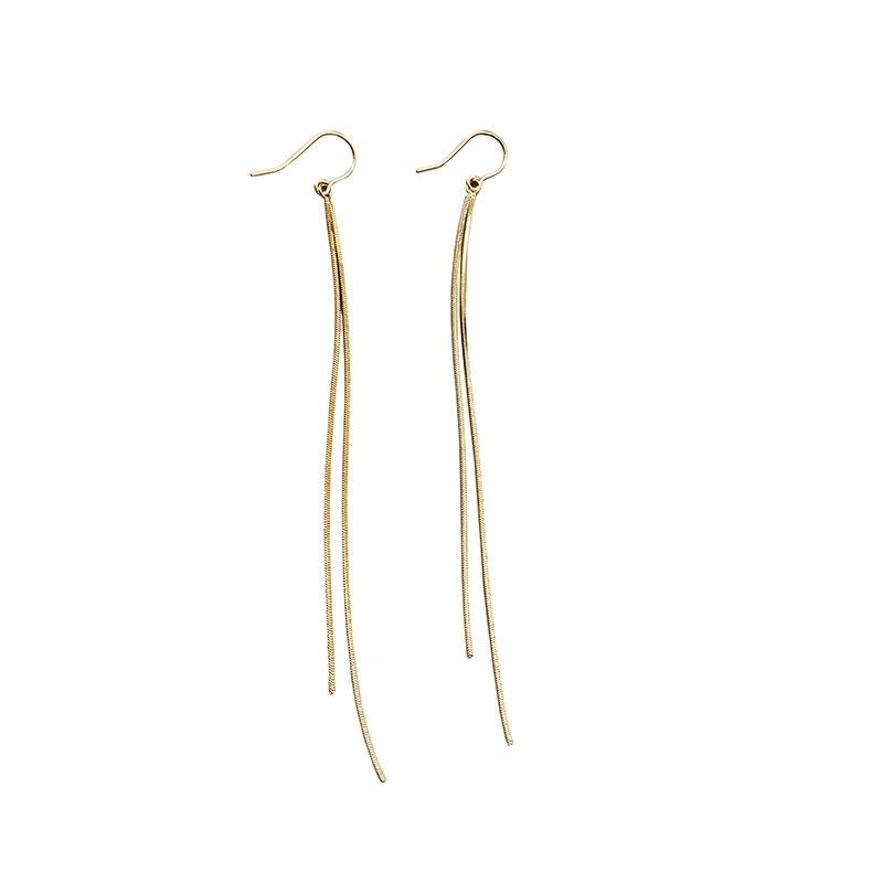 S925 Sterling Silver Cold Temperament Elegant Hanging Earrings Tassel Ear Hook Simple and Elegant Earrings