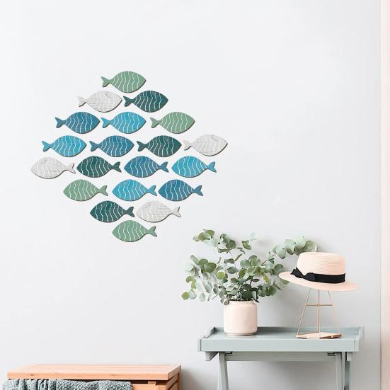 20/40Pcs/Set Wooden Hollow Nautical Coastal Ocean Fish Fish Wall Decoration Theme Hanging Ornament School of