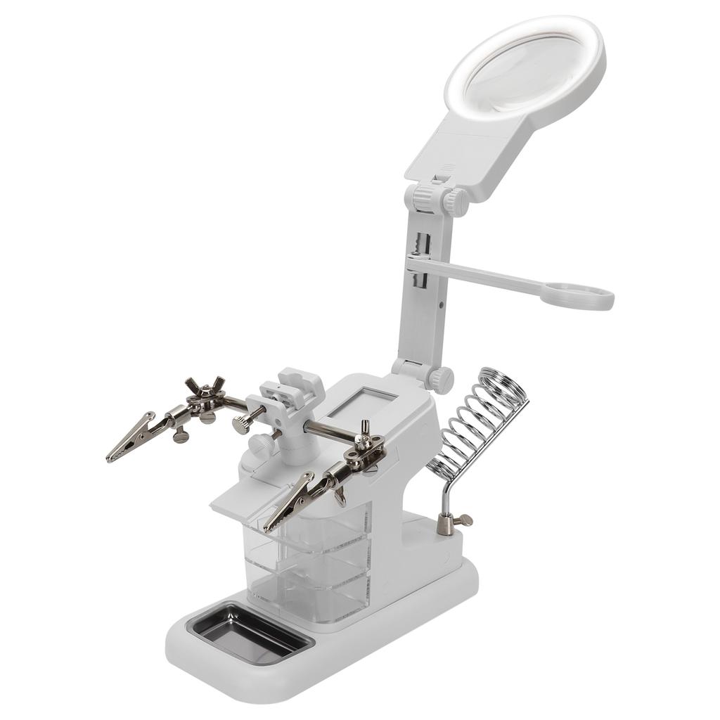 Desktop LED Hands Free Magnifying Glass for Reading Inspection Soldering RepairingWhite