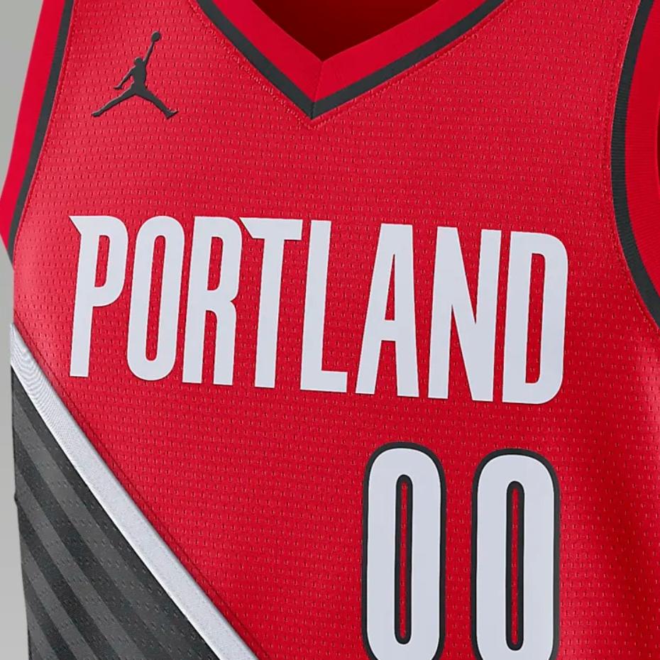 Men's Air Jordan NBA Sports Basketball SW Fan Edition 20 Season Portland Trail Blazers . Lillard No. 0 Red Jersey CV9492-657