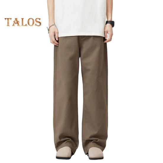 

Мужские брюки, однотонные, прямые, широкие брюки в стиле ретро с карманами, брюки на молнии для повседневной носки, дома, уличной одежды, спорта S коричневый