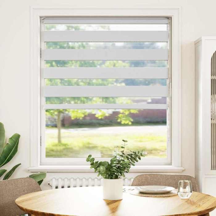 VidaXL Store zèbre blanc 115x150 cm largeur du tissu 110,9cm polyester, store à enrouleur zébré, store zébré pour fenêtre, 4014758