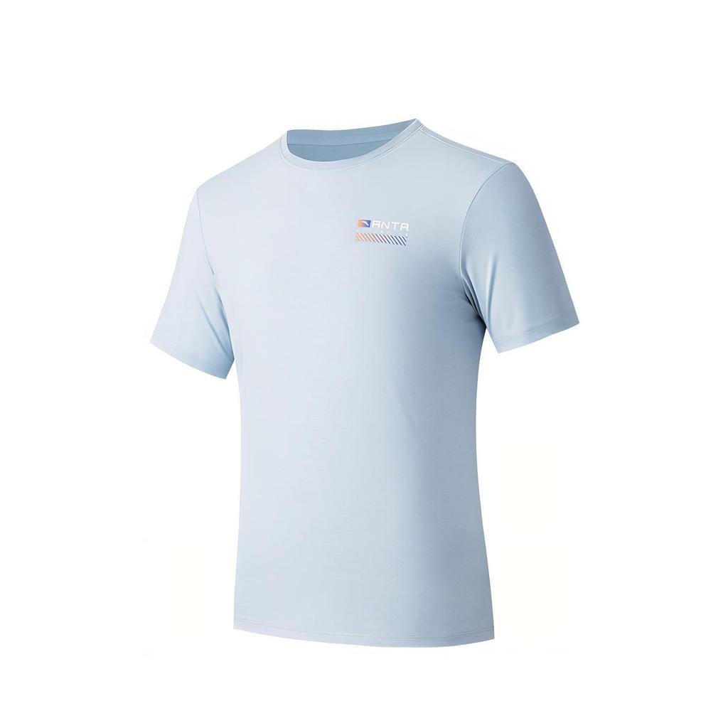Anta Training Series Sports Casual Simple Solid Color Round Neck Pullover Short Sleeve T-Shirt Men T-Shirt Sky-Blue 152527158-2