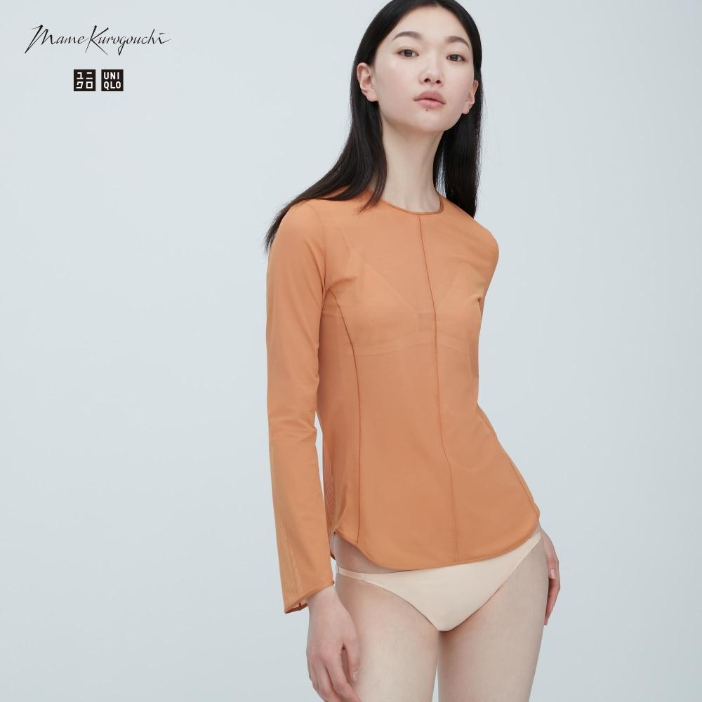 

UNIQLO ЯПОНИЯ Прозрачная футболка с круглым вырезом и длинными рукавами