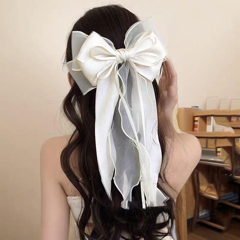 

Универсальная большая заколка-краб для волос с бантом - атласный аксессуар для волос в стиле французской принцессы