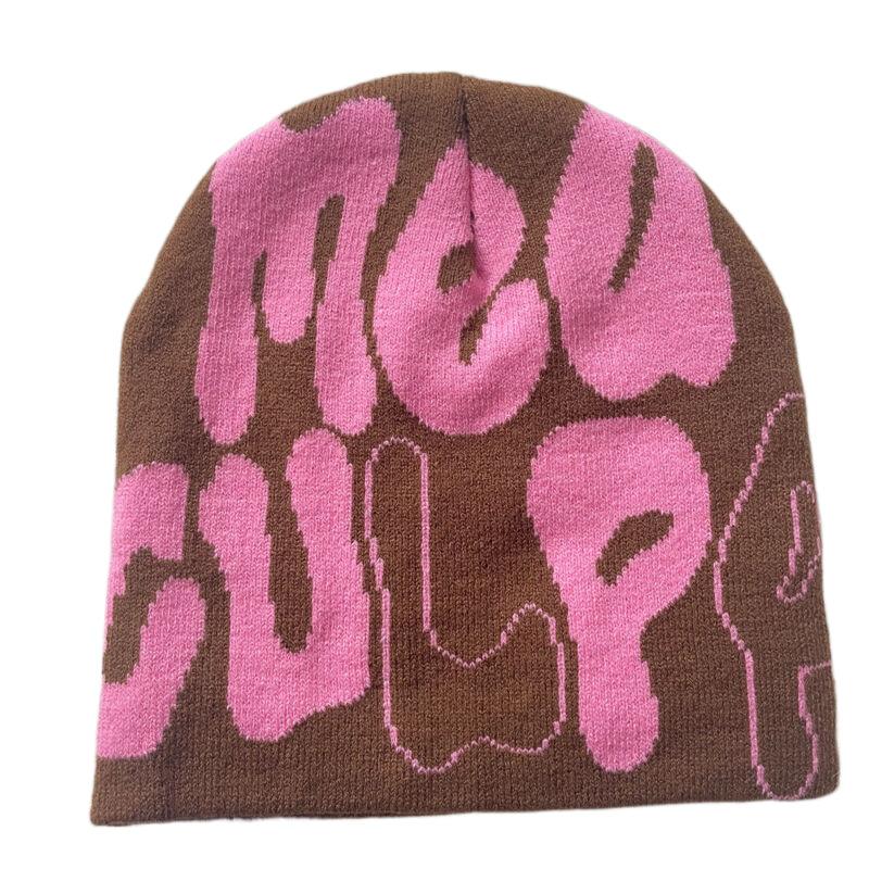 Hot Sell Customized  Adult Fashion Printing Soft Winter Hat Knitted With Letters for Men and Women