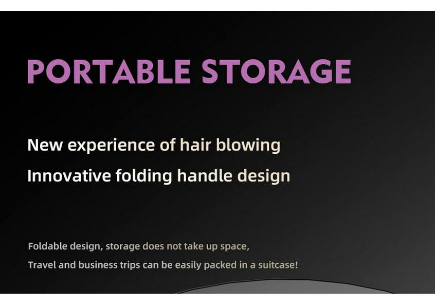 Foldable High-Speed Hair Dryer for Travel & Home, Portable with Constant Temperature & High Power