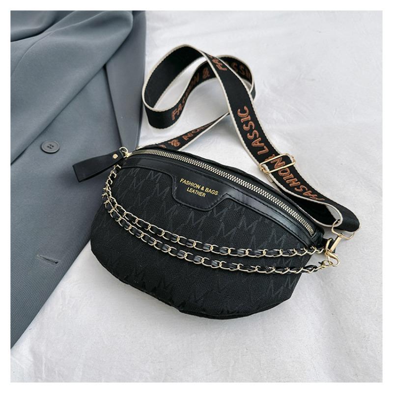 Trendy Waist Bags, Chic Crossbody Chest Bag, Stylish Chain Letter Patterns & Adjustable Wide Straps, Perfect for Daily Outfits