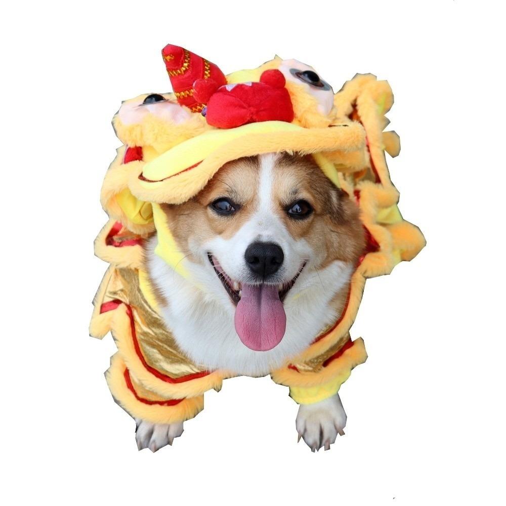 Plush Pet Clothes Polyester Chinese Style Pet Costume New Warm Winter Outfits Visiting Clothing