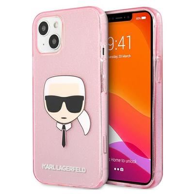 Etui Do iPhone 13 Mini Karl Lagerfeld Glitter Karl's Head Różowe