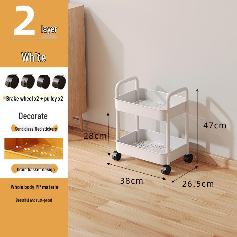 Foldable Snack Cart with Wheels for Kitchen, Bedroom & Toy Storage