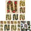 2.7 Meters Luxurious Christmas Garland With Colorful Flowers And Led Lights Perfect For Festive Decorations