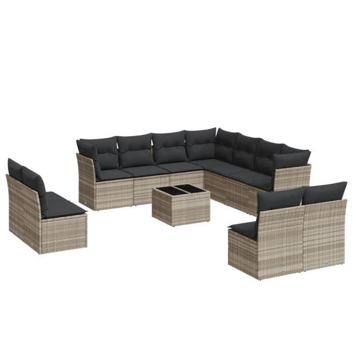 VidaXL Garden Lounge Set with Cushions 9 Pcs, Sofas with Adjustable Feet, Outdoor Furniture Set Patio Terrace, 3219357