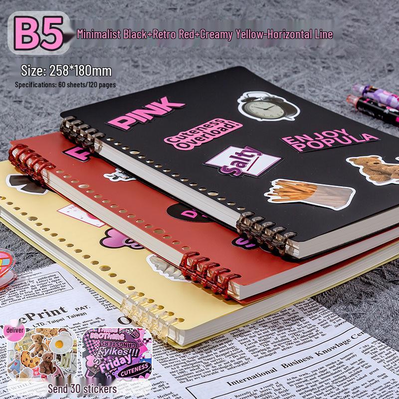 Ergonomic, High-value Loose-leaf Notebook with Detachable Binder; Suitable for High School and Junior High Students.