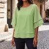 ZANZEA Damen Lässig Rundhals Rüschenärmel Lockere Bluse