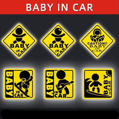 Cross Border Reflective Car Stickers For Baby+in+car Stickers Cartoon Car Body Windows And Rear Stickers For Babies In The Car