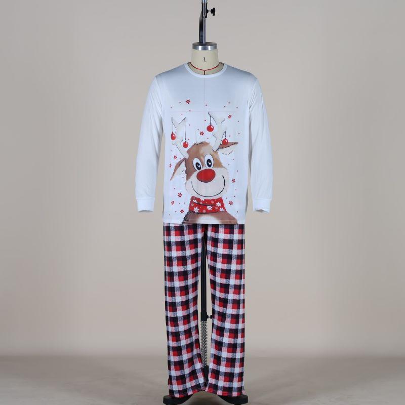 Elk Print Parent-Child Christmas Pajamas Set - Long Sleeve Autumn/Winter Family Homewear KTB