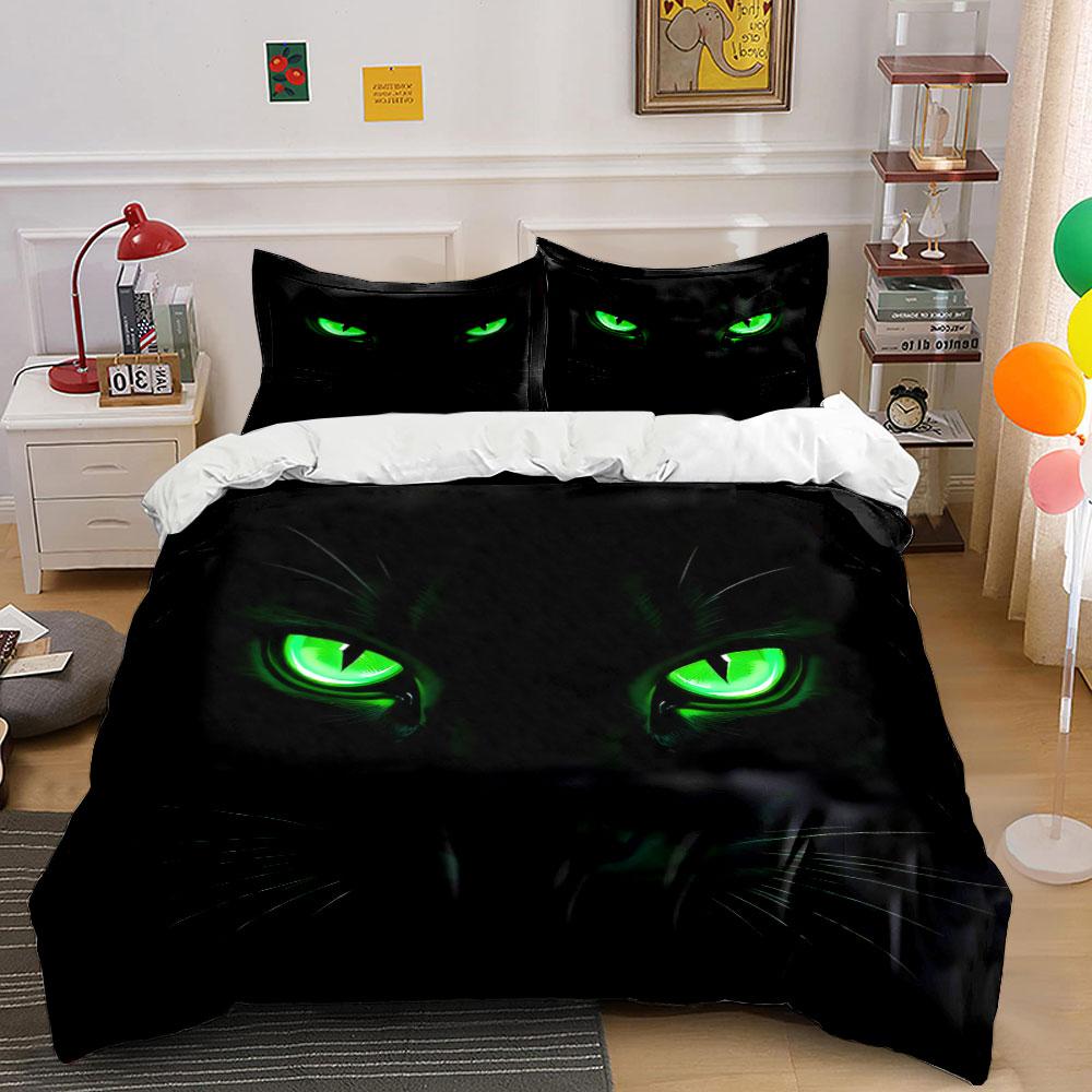 "Glow Cat Art Set Decoration" Soft Skin-Friendly Bedding Set Includes 1 Duvet Cover And 2 Pillowcase Gift