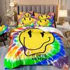 Smiling Face Graffiti Bedding Set Themed Colorful Print Microfiber Student Dormitory Bed Sheet Duvet Cover Kid Gift Home Textile