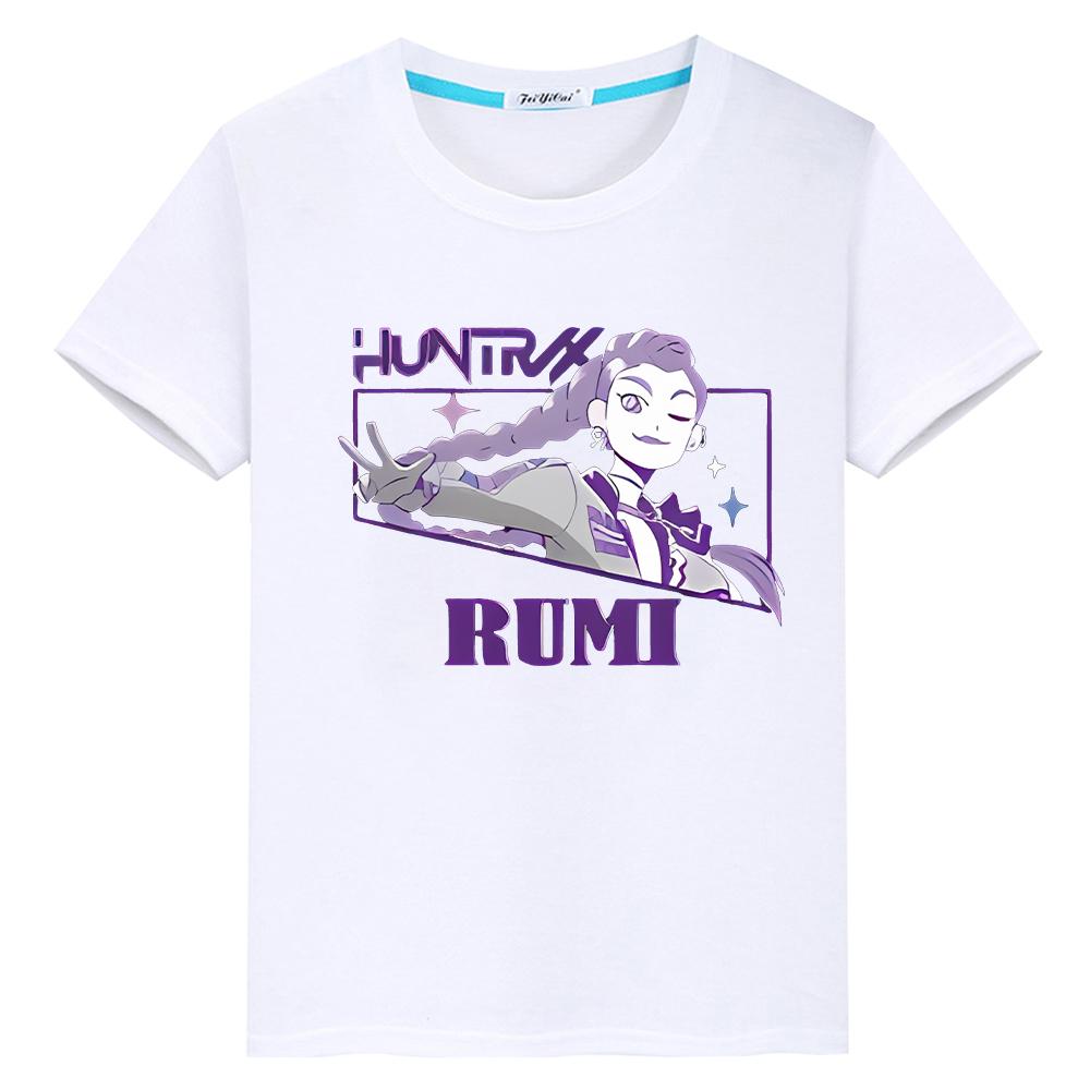 

kpop охотники на демонов детская футболка с принтом для детей мальчика 10 лет аниме топы 100% хлопок кавайная короткая милая футболка y2k one piece одежда для девочки 110 белый