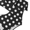 One Shoulder Polka Dot Ruffle Swimsuit Cutout One Piece Swimwear Beachwear Bathing Suit for Women
