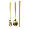 304 Stainless Steel Sanded Spoon Fork Household Long Handle Stirring Spoon Spoon Eating Matte Golden Chopsticks