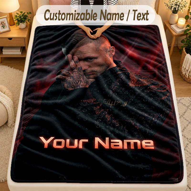 Flannel BlanketKontra K Custom Name Text Personalized Soft Warm Throw Blanket Home Decor Gift