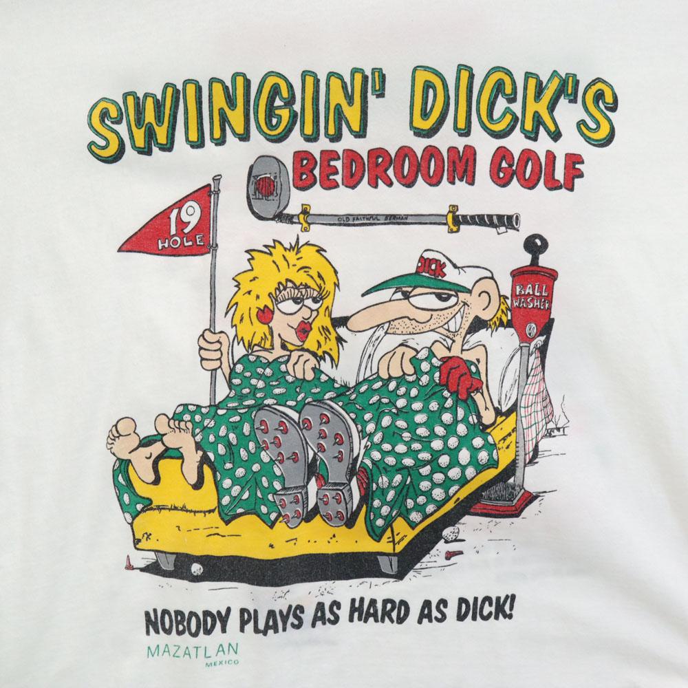 90s Print Short sleeve Single stitch T-shirt White system Old vintage Men's Used