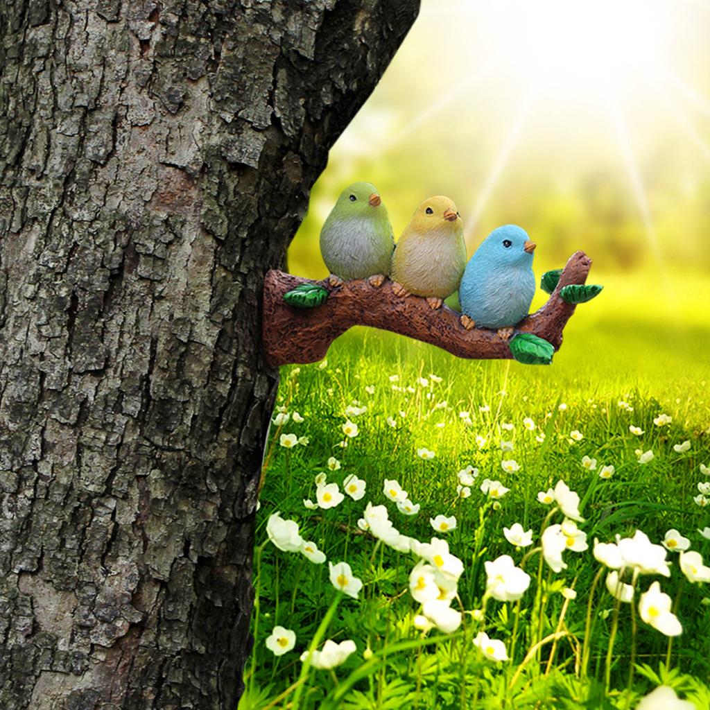 3 Bird Tree Pendant Resin Outdoor Garden Courtyard Potted Plant Decoration Home Wall Pendant
