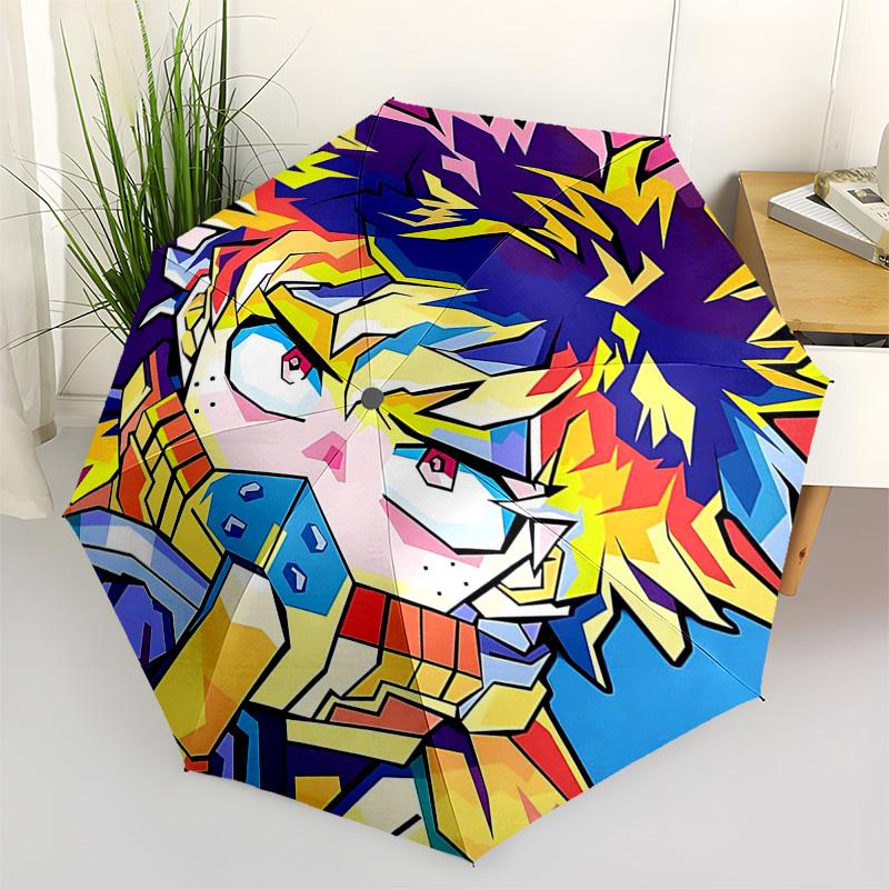 

1pc Colorful Anime Character Outdoor Umbrella - Automatic Opening/Closing, Portable 3-Fold Design, 8-Rib Iron Frame - Perfect Gift for Fans, Trav