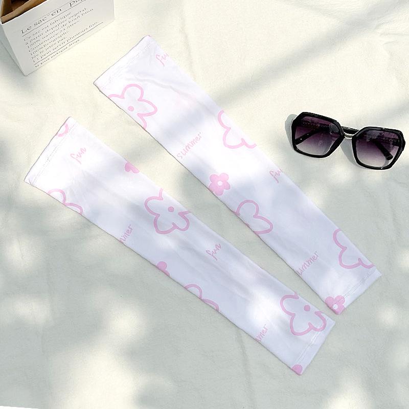 Women's Cute Korean Style Ice Silk Sleeves: Summer UV Protection & Breathable for Outdoor Cycling