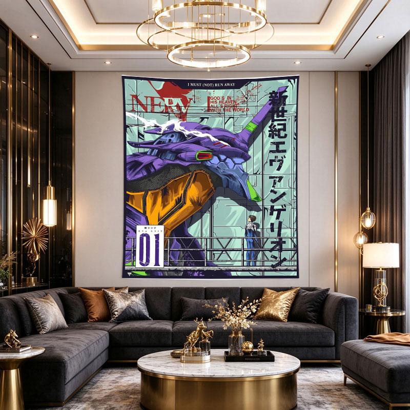 Постер Evangelion Unit 01 Синдзи NERV Фиолетовый EVA Мех Клетка Японский Текст