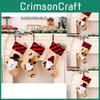 New Christmas Decorative Stockings Burlap Patchwork Embroidered Red Black Plaid For Holiday Gifts