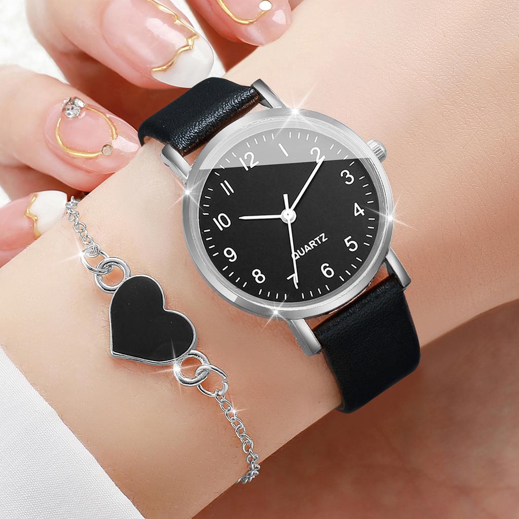 8pcs/set Fashion Women's Quartz Watch Set Simple Elegant Digital Dial Party Watch with Bracelet Set, Gift for Girlfriend