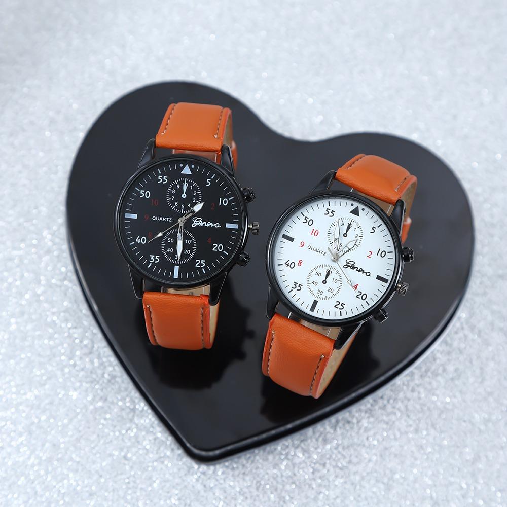 

2 шт./набор Модные спортивные мужские часы Аналоговые Мужские часы из ПУ кожи Повседневные мужские кварцевые наручные часы Подходят для братьев, чтобы поделиться
