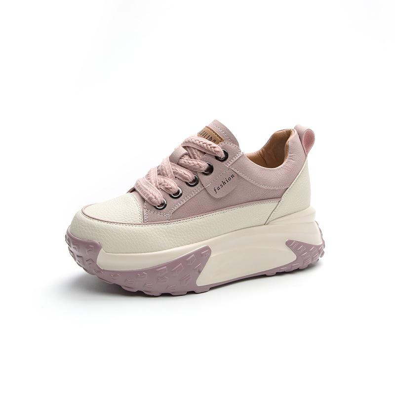 Autumn and winter retro lightweight inner heightening platform fashion casual versatile sports shoes leather shoes women