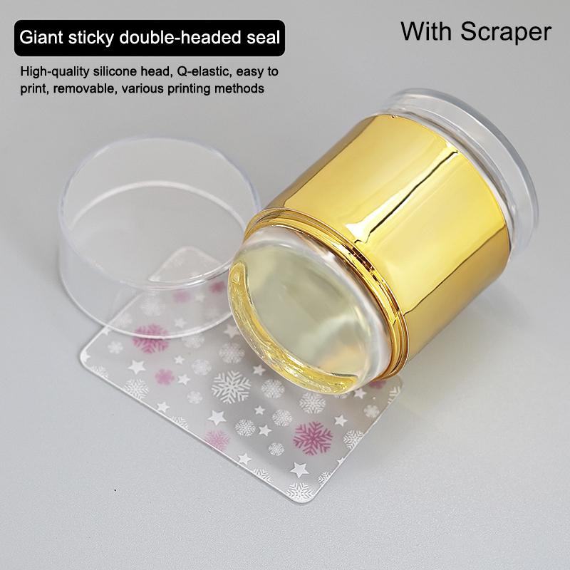 Double Headed French Nail Art Stamper With A Nail Scraper Silicone Clear Head Nail Mold Stamping Template For Diy Manicure Size