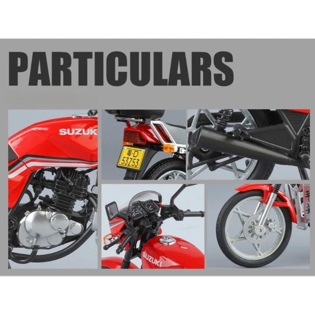 Simulation 1/12 SUZUKI GS125 Vintage Motorcycle Model Diecast Toy Vehicle with Sound and Light Hobby Collections Home Decor