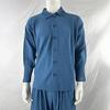 Men's Loose Fit Miyake-Style Pleated Polo Shirt - Solid Color, Long Sleeve, Classic Japanese Design