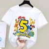 Pokemons Pikachu Kids T Shirts Birthday Number 1-9 Printed T Shirt Boys Girls Summer Casual Short Sleeves Tops Children Clothing
