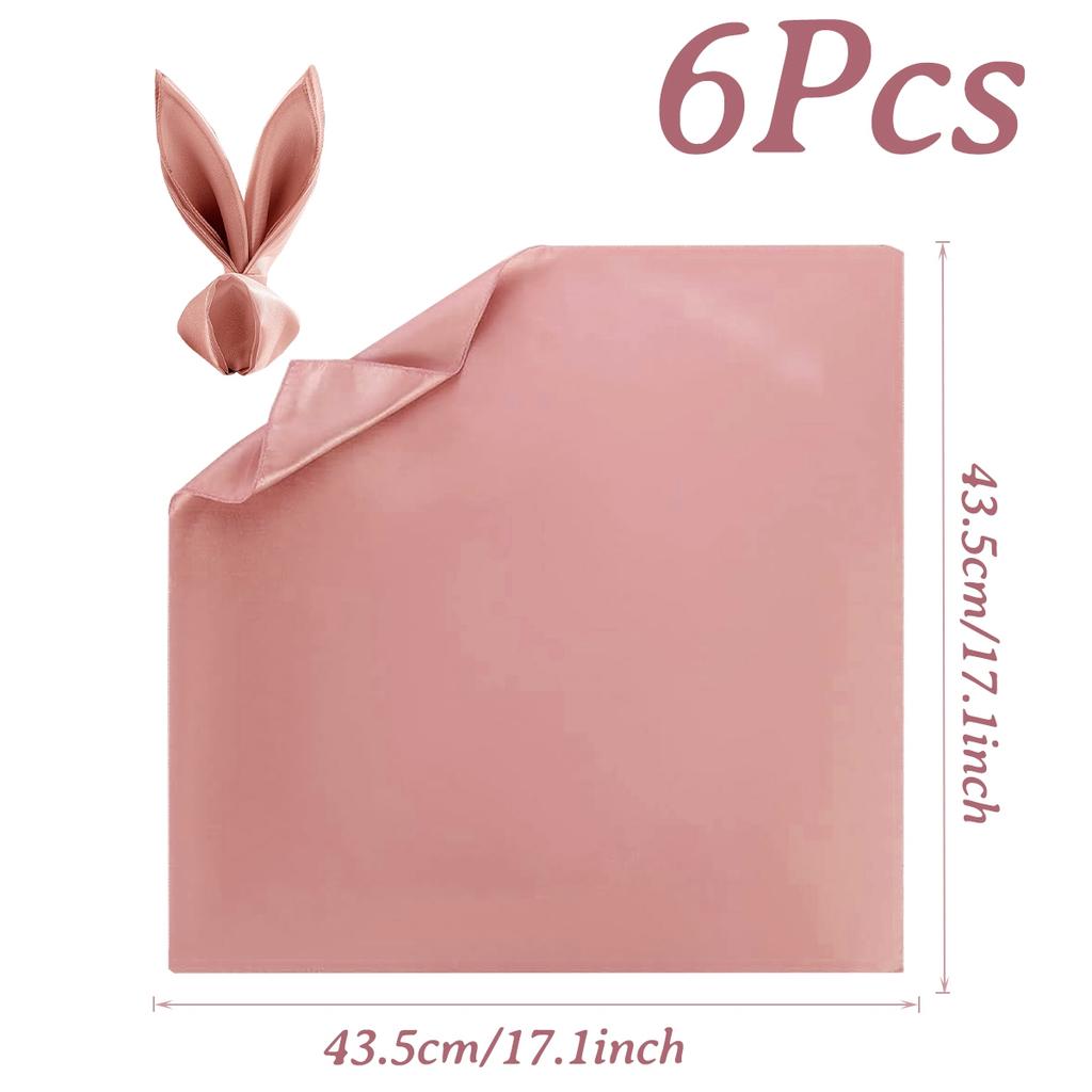 6Pcs 43X43cm Satin Table Napkin Soft Handkerchief Romantic Wedding Birthday Banquet Square Table Napkins Dinner Party Decoration