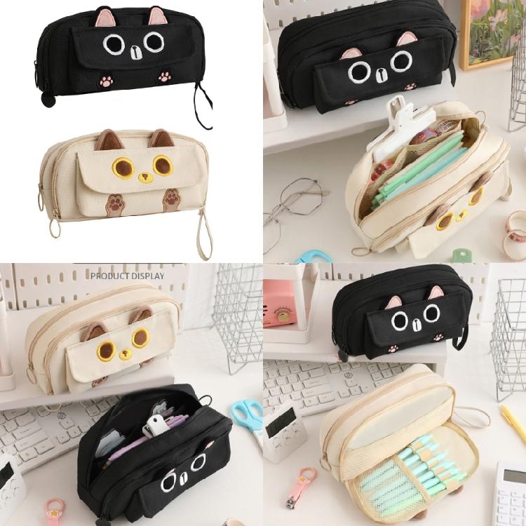 Stationery Bag Lovely Pencil Bag Cartoon Cats Pencil Case Pen Bag Large Capacity Pen Organizers Cosmetic Bag